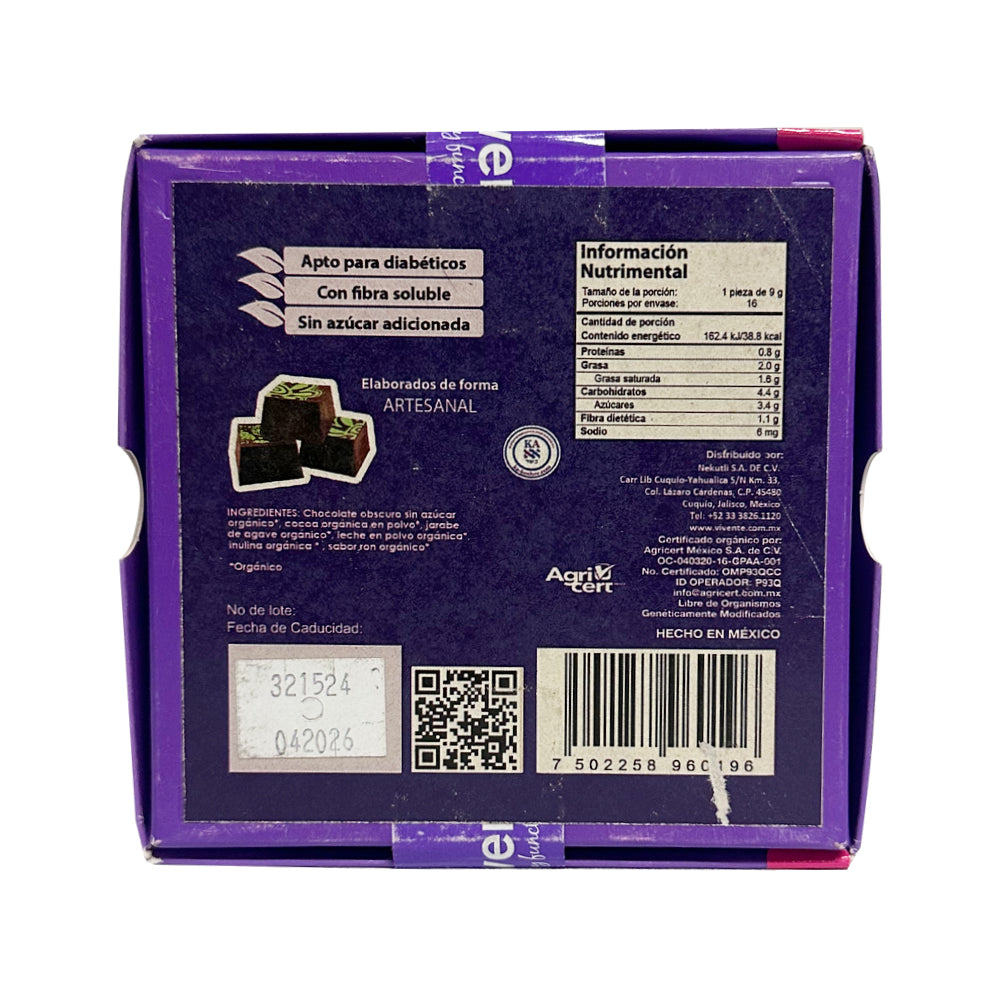 Chocolate orgánico Vivente Cho'kua sabor ron 145 g