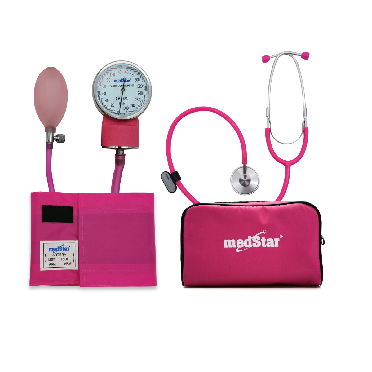 Baumanómetro aneroide kit con estetoscopio simple Medstar Full color