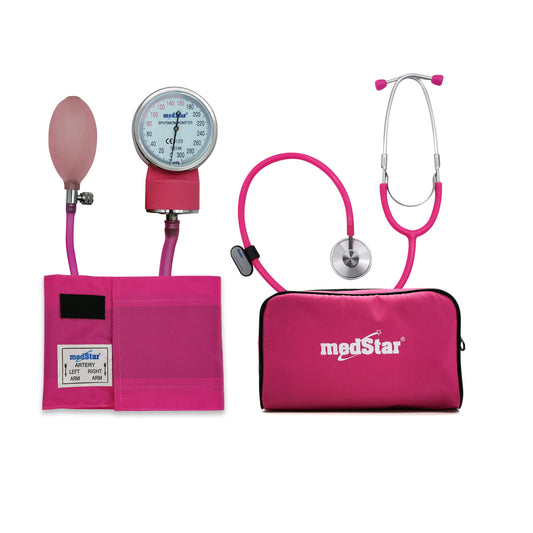 Baumanómetro aneroide kit con estetoscopio simple Medstar Full color