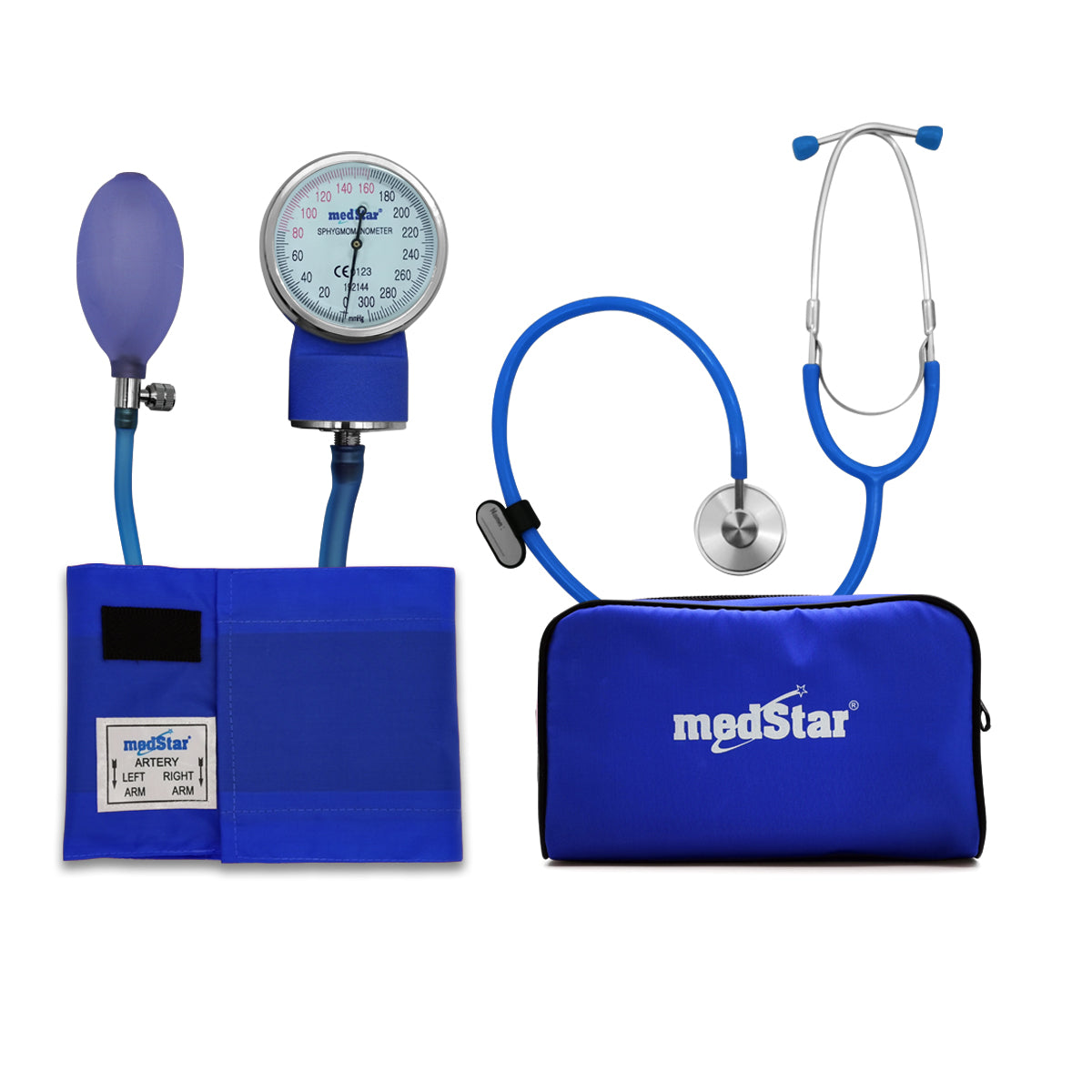 Baumanómetro aneroide kit con estetoscopio simple Medstar Full color